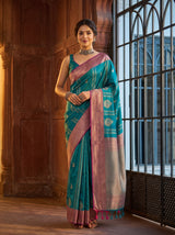 MIMOSA Sapphire Kanjivaram Art Silk Saree — Pallu and Tassels Detail