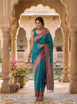 MIMOSA Sapphire Kanjivaram Art Silk Saree — Saree Draped Detail