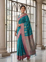 MIMOSA Sapphire Kanjivaram Art Silk Saree — Full Saree Drape Detail