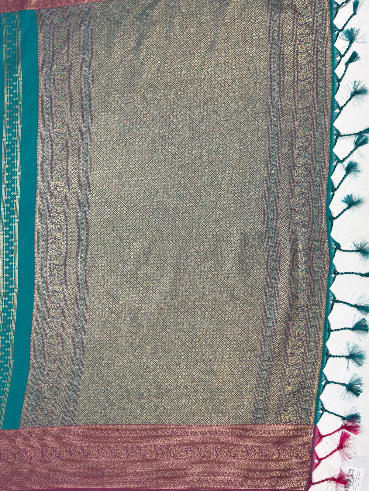 MIMOSA Sapphire Kanjivaram Art Silk Saree — pallu and zari work detail
