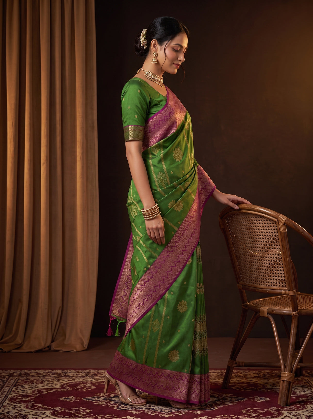 MIMOSA Green Saree Saree — pose 3 styling detail