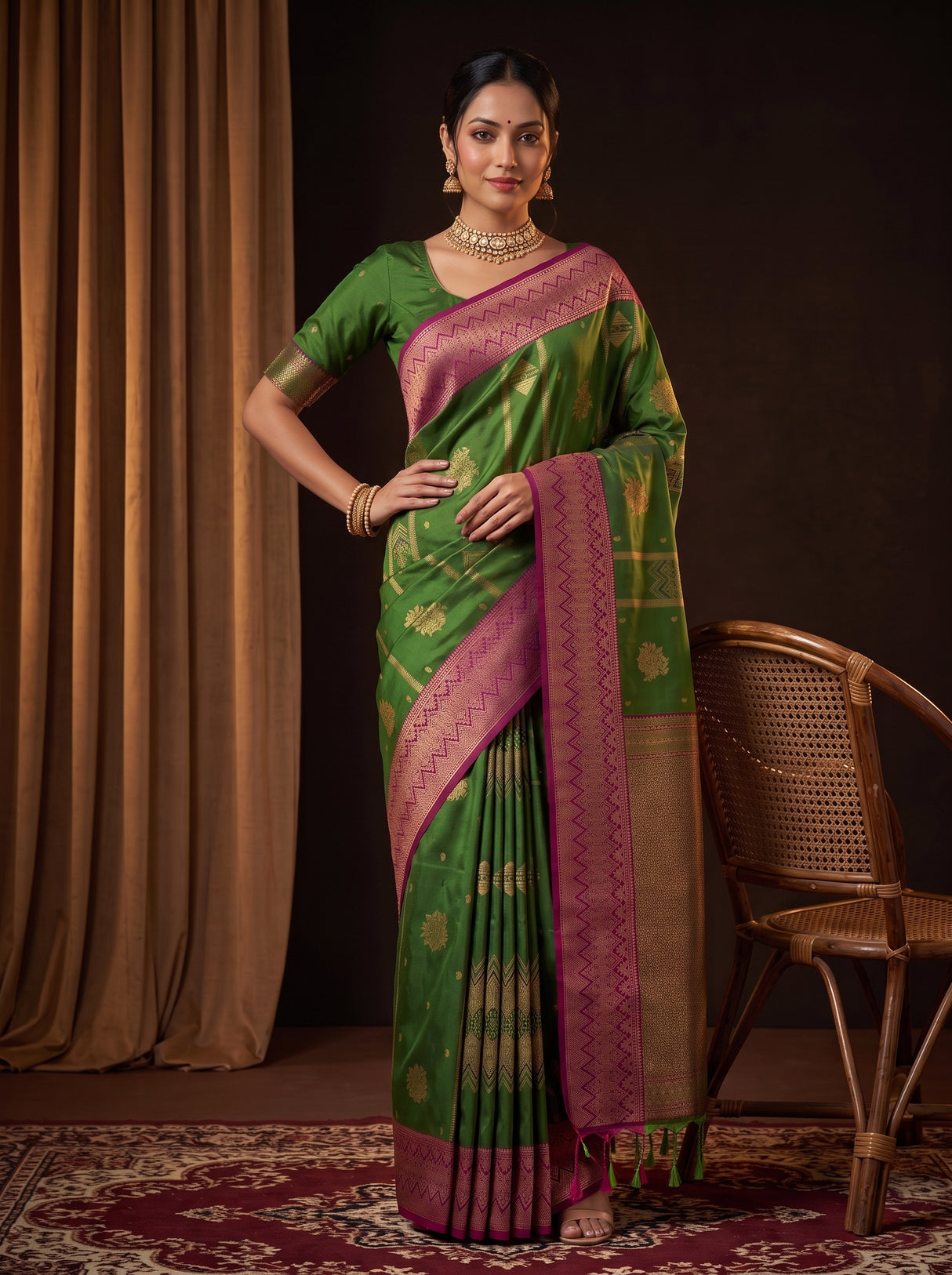 MIMOSA Green Saree Saree — pose 4 styling detail