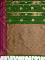 MIMOSA Green Saree Saree — pallu and zari work detail