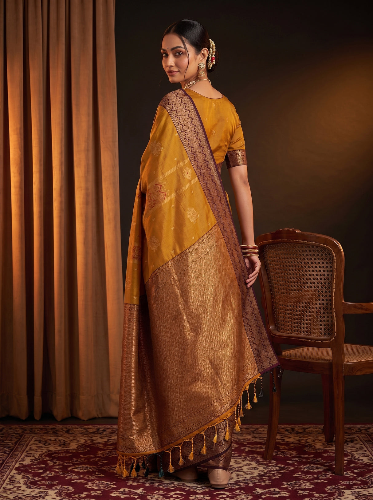 MIMOSA Mustard Saree Saree — pose 7 styling detail