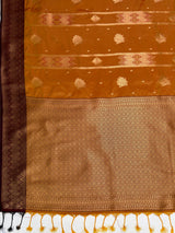 MIMOSA Mustard Saree Saree — pallu and zari work detail