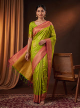 MIMOSA Parrot Green Saree Saree — pose 6 styling detail