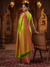 MIMOSA Parrot Green Saree Saree — pose 7 styling detail