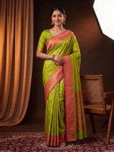 MIMOSA Parrot Green Saree Saree — pose 9 styling detail