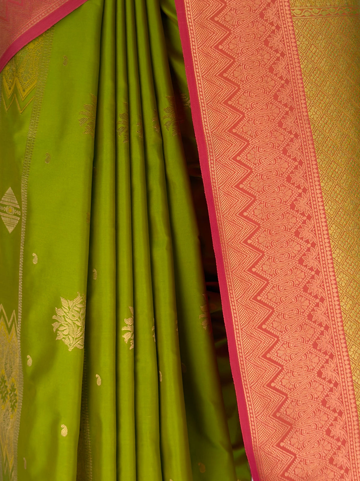 MIMOSA Parrot Green Saree Saree — fleets shot full lifestyle