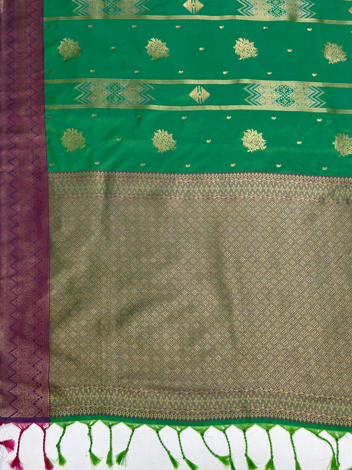 MIMOSA Rama Saree Saree — pallu and zari work detail