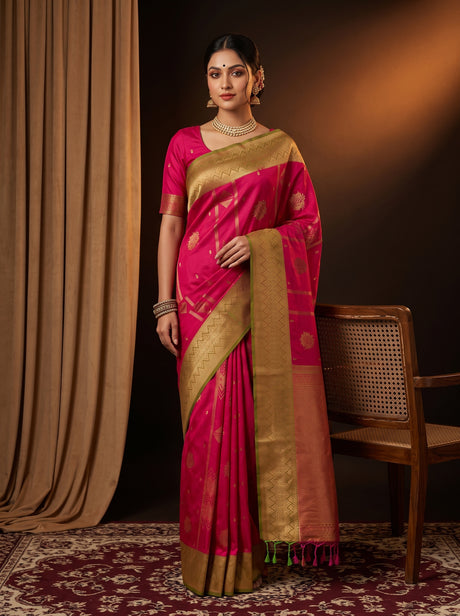 MIMOSA Rani Saree Saree — front view on mannequin