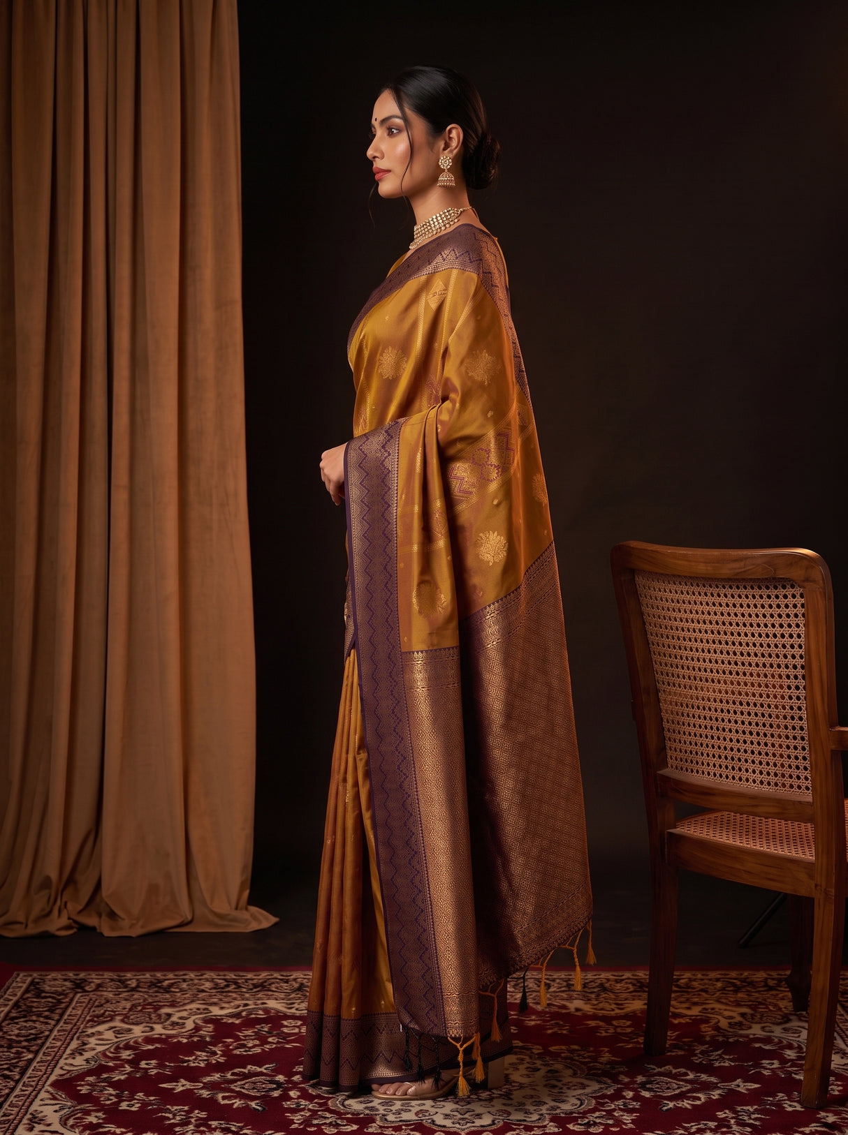 MIMOSA Rust Saree Saree — pose 3 styling detail