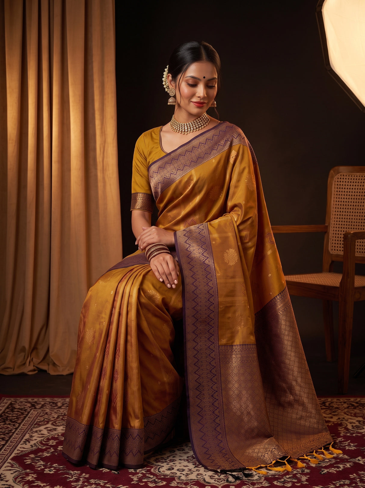 MIMOSA Rust Saree Saree — pose 8 styling detail