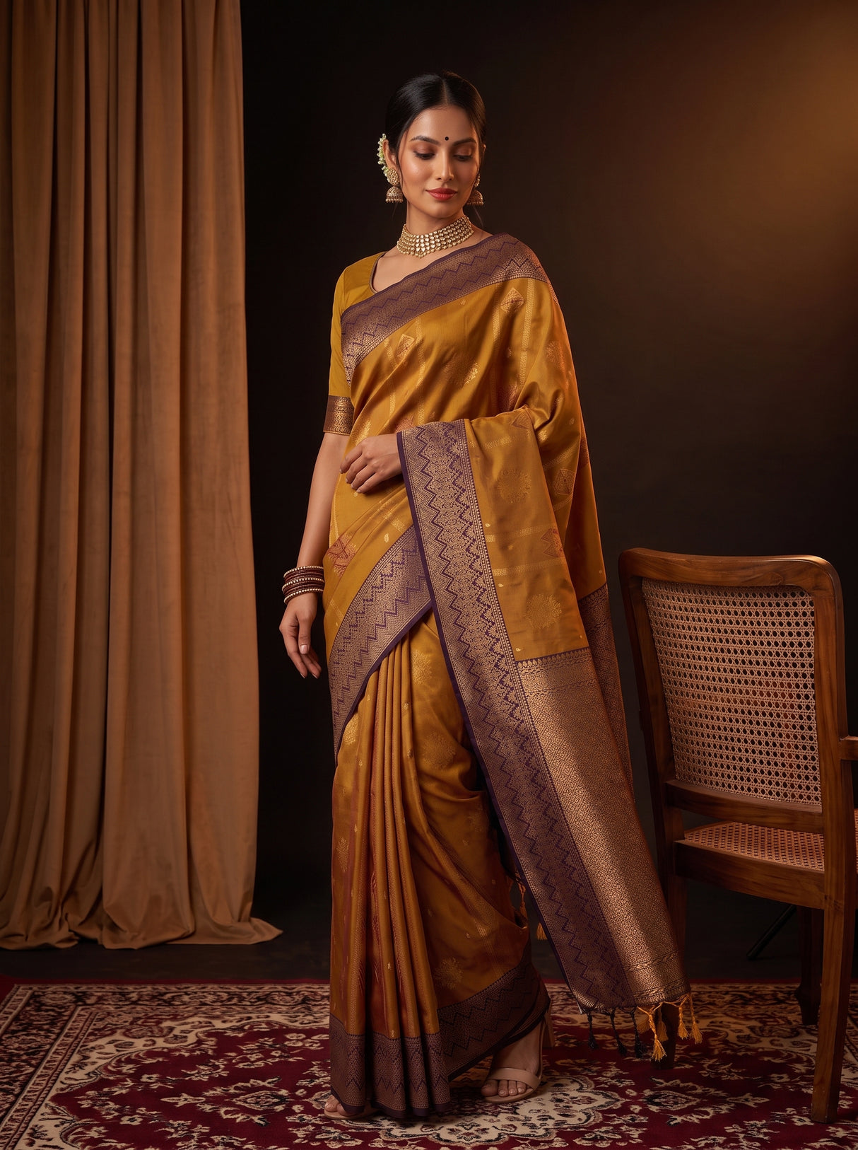 MIMOSA Rust Saree Saree — pose 9 styling detail