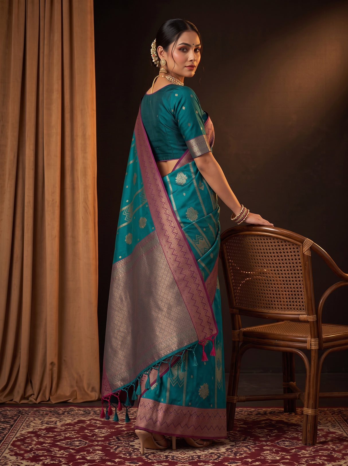 MIMOSA Sapphire Saree Saree — pose 5 styling detail