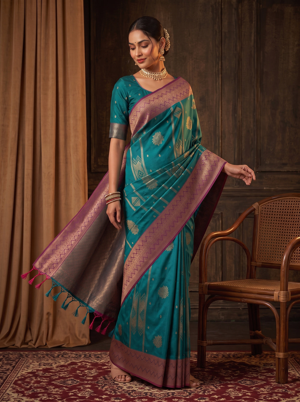 MIMOSA Sapphire Saree Saree — pose 9 styling detail