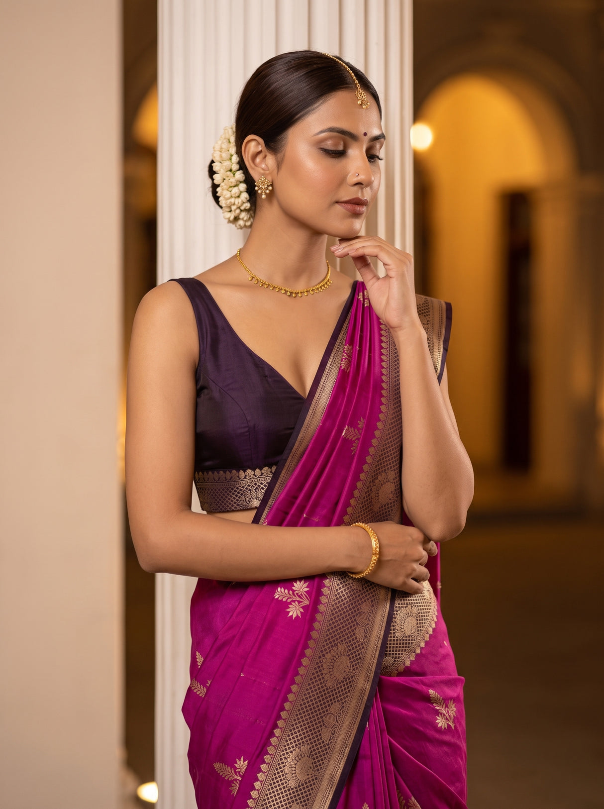 MIMOSA Lavender Saree Saree — pose 10 styling detail
