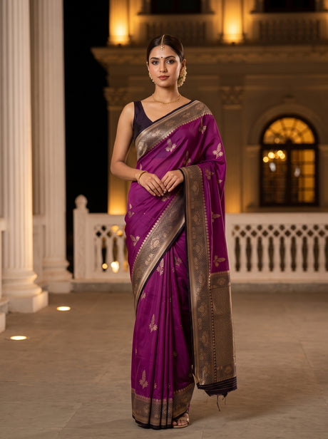 MIMOSA Lavender Saree Saree — front view on mannequin
