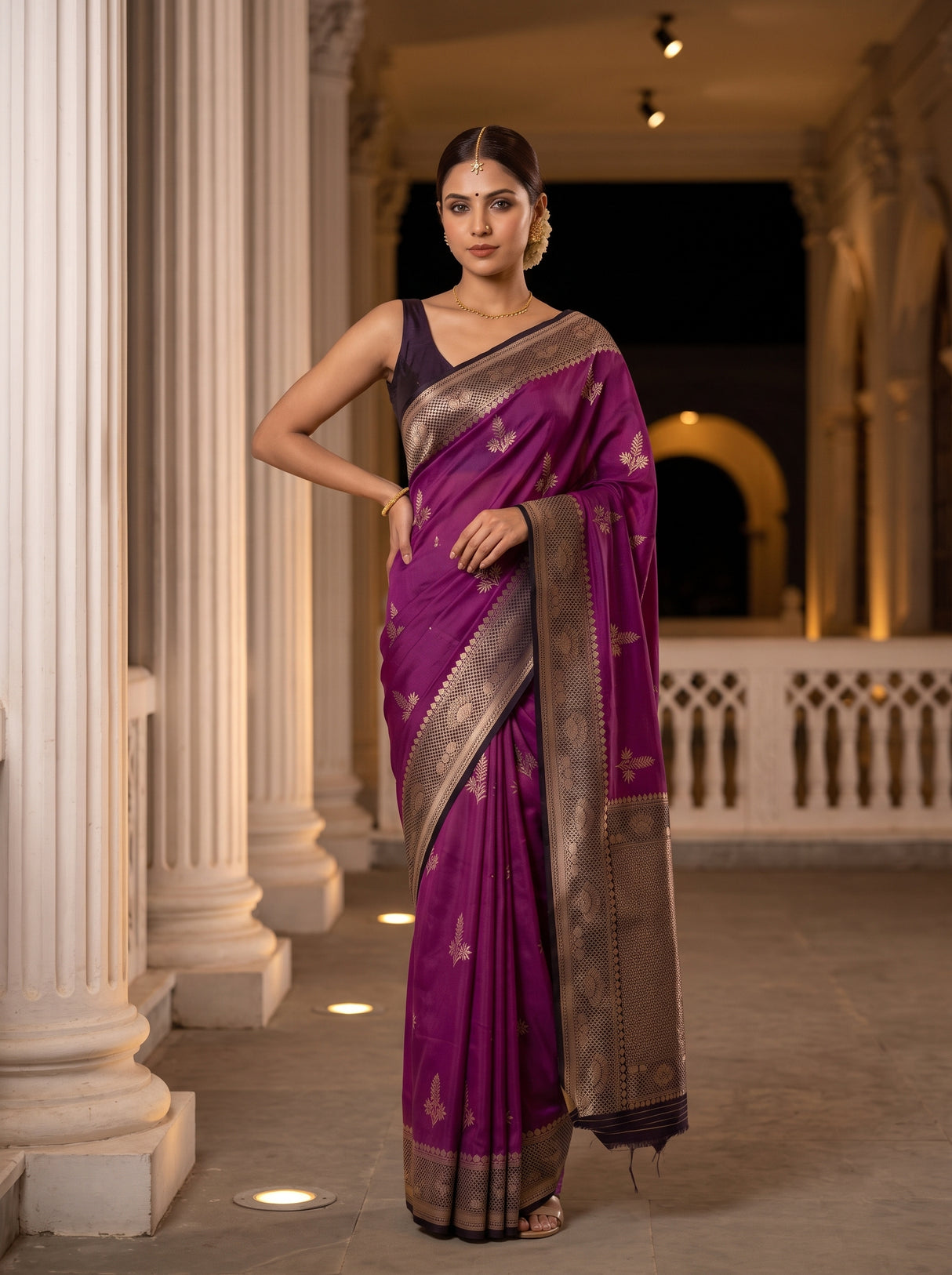 MIMOSA Lavender Saree Saree — pose 4 styling detail