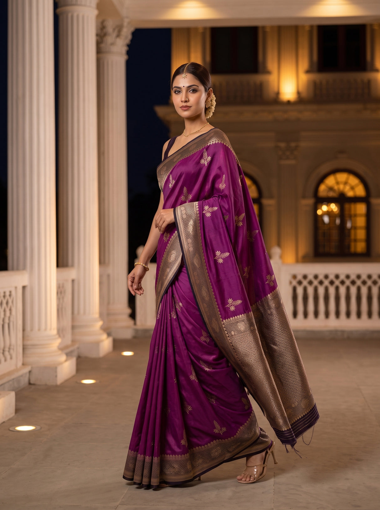MIMOSA Lavender Saree Saree — pose 6 styling detail