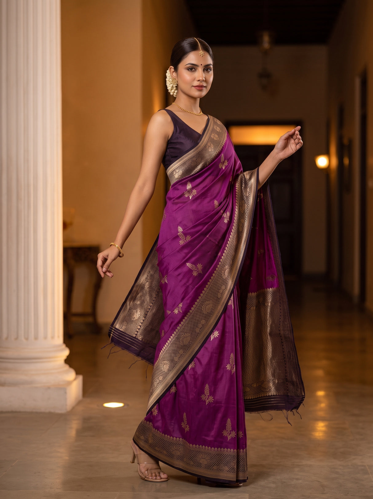 MIMOSA Lavender Saree Saree — pose 9 styling detail