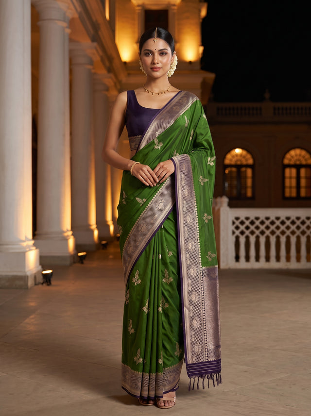 MIMOSA Olive Saree Saree — front view on mannequin