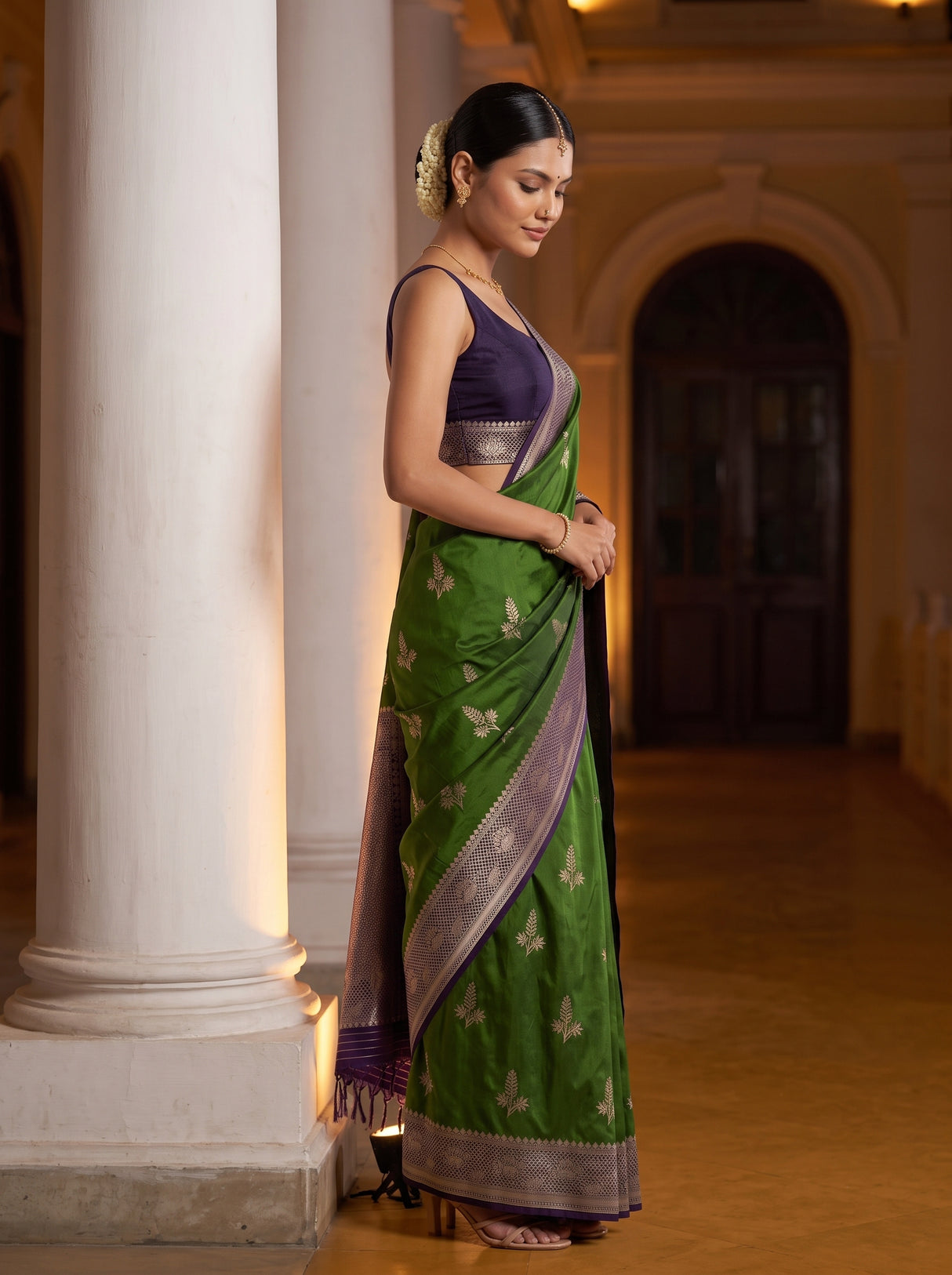MIMOSA Olive Saree Saree — pose 3 styling detail