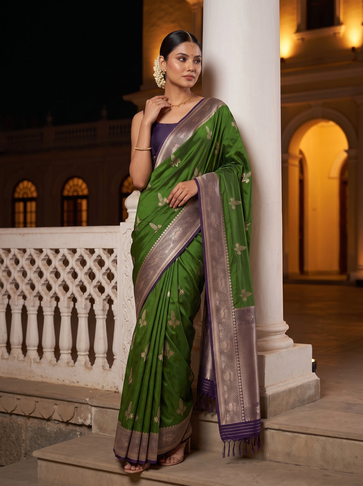 MIMOSA Olive Saree Saree — pose 5 styling detail