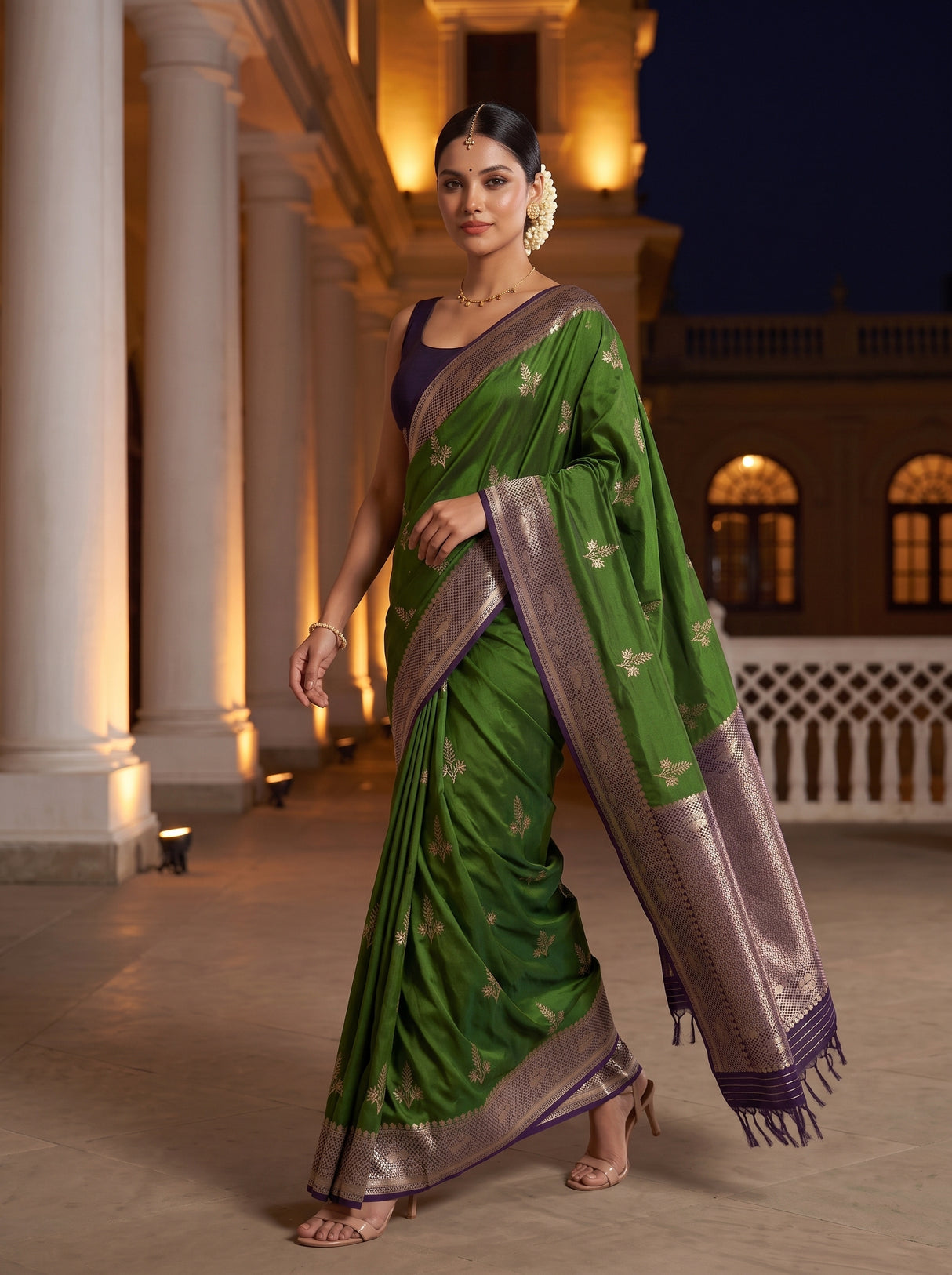 MIMOSA Olive Saree Saree — pose 6 styling detail