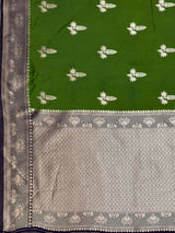 MIMOSA Olive Saree Saree — pallu and zari work detail