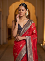 MIMOSA Red Saree Saree — pose 10 styling detail