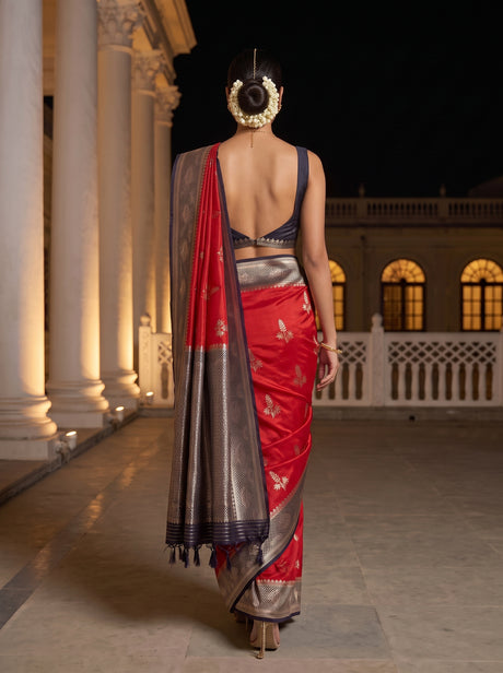MIMOSA Red Saree Saree — pose 2 styling detail