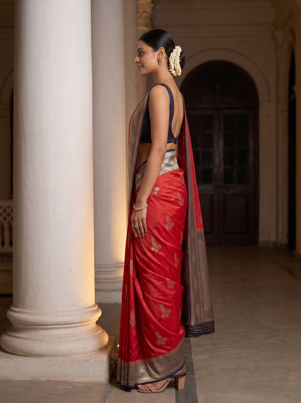 MIMOSA Red Saree Saree — pose 3 styling detail