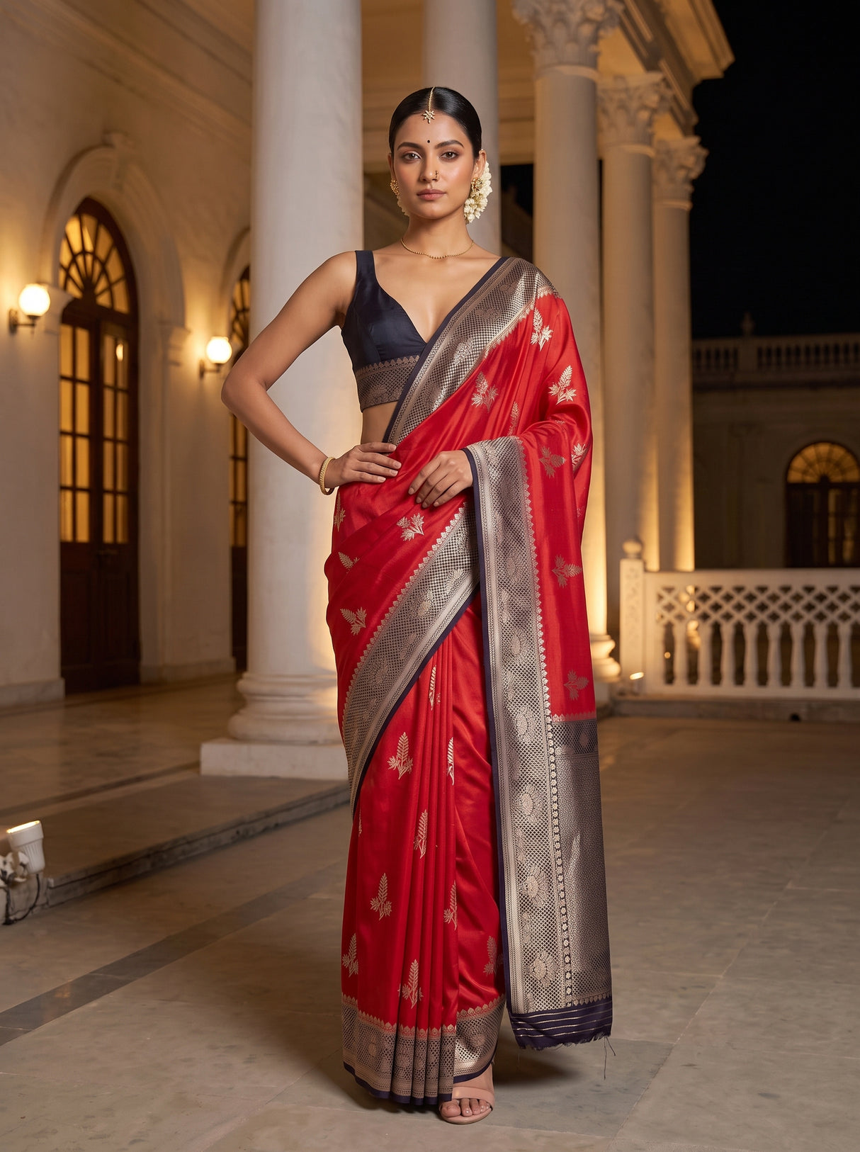 MIMOSA Red Saree Saree — pose 4 styling detail