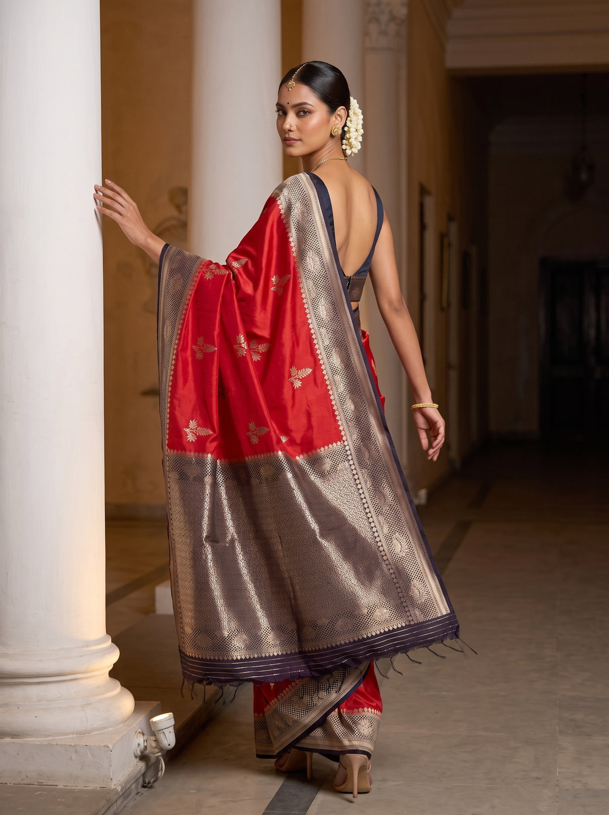 MIMOSA Red Saree Saree — pose 9 styling detail