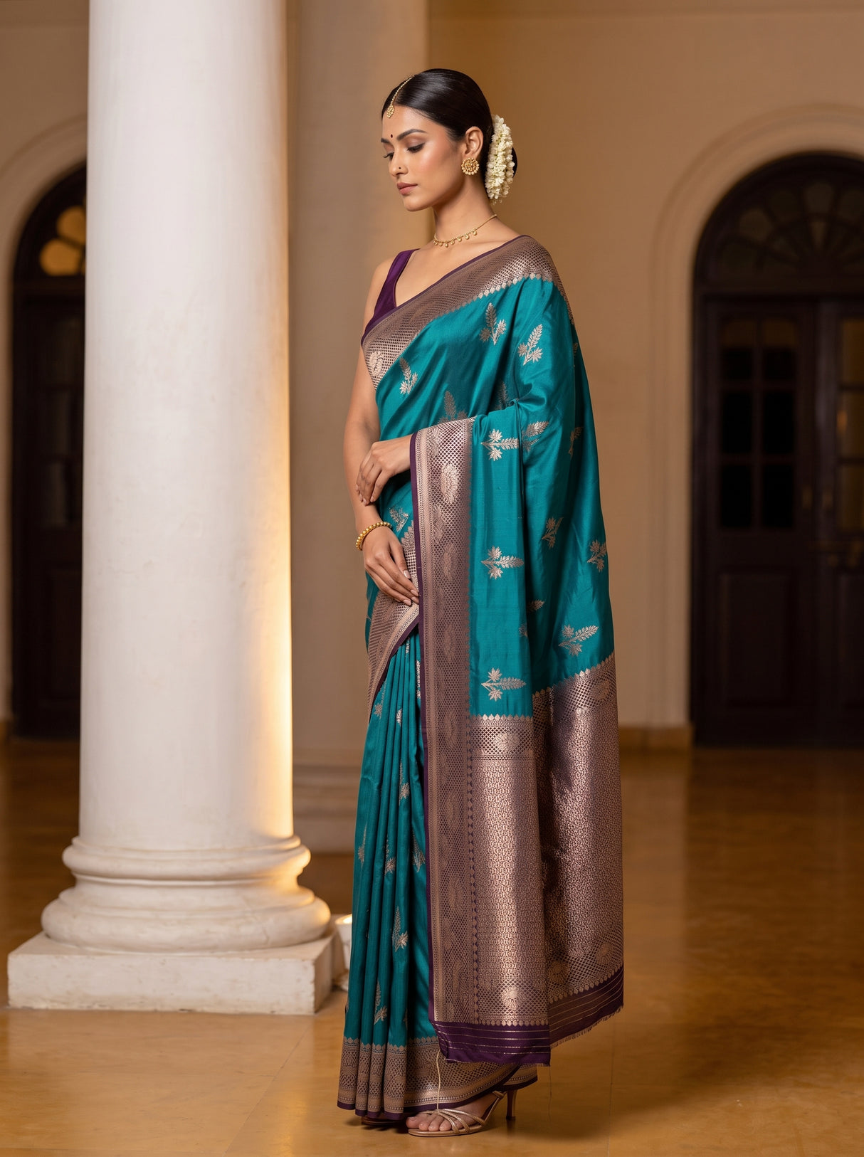 MIMOSA Sapphire Saree Saree — pose 3 styling detail