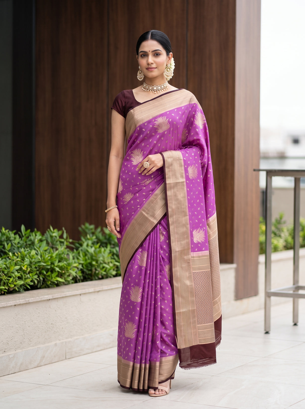 MIMOSA Lavender Saree Saree — front view on mannequin
