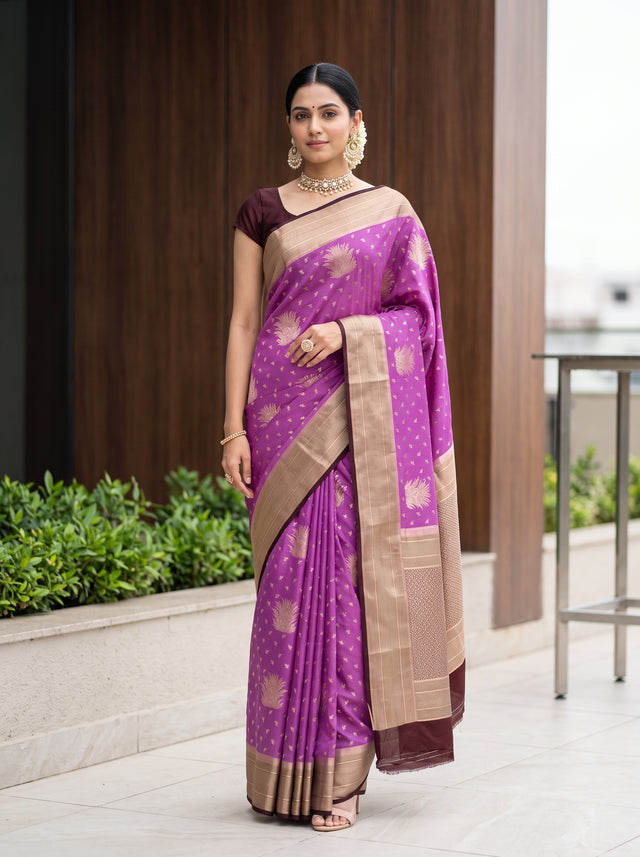 MIMOSA Lavender Saree Saree — front view on mannequin