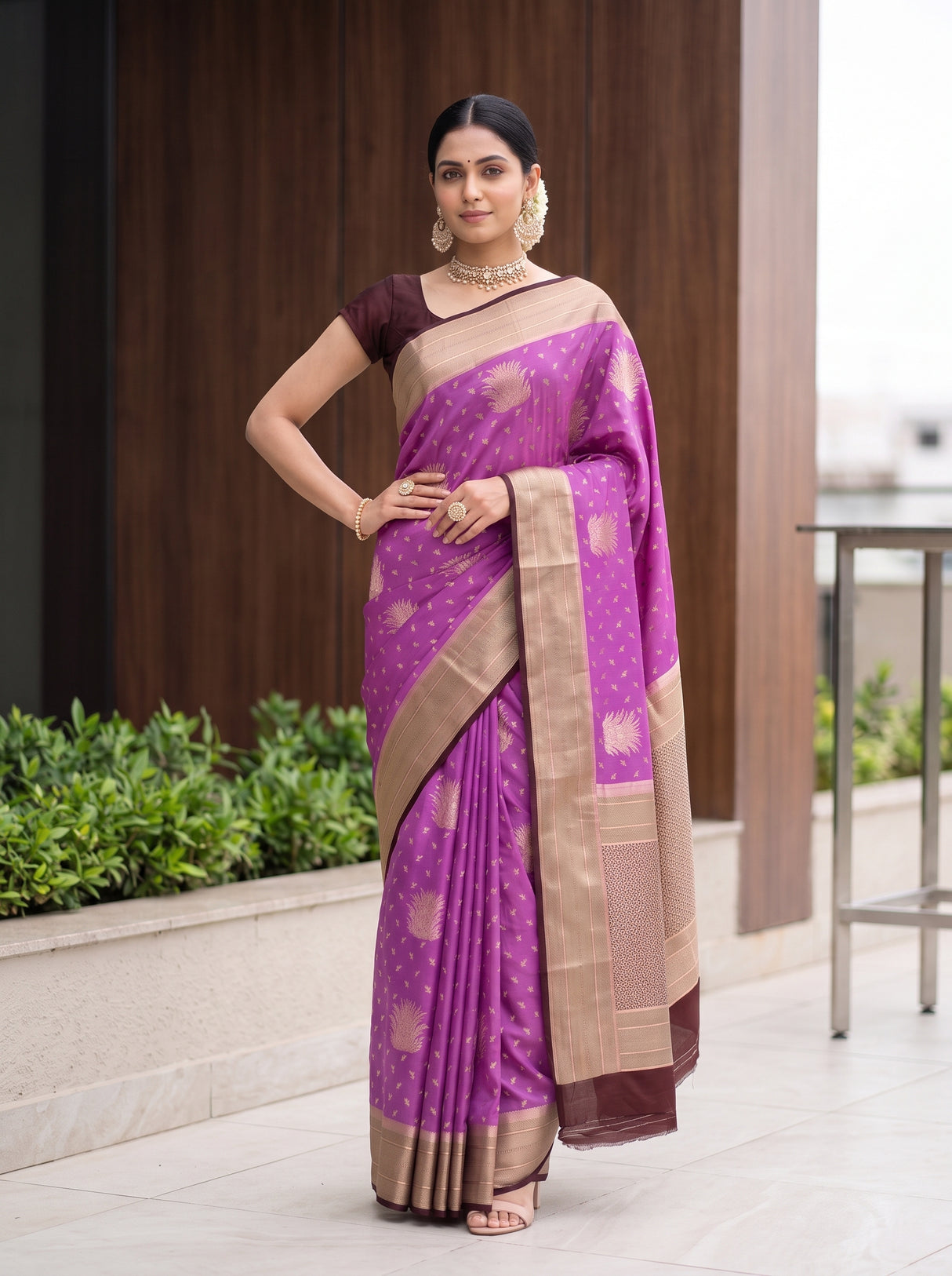 MIMOSA Lavender Saree Saree — pose 4 styling detail