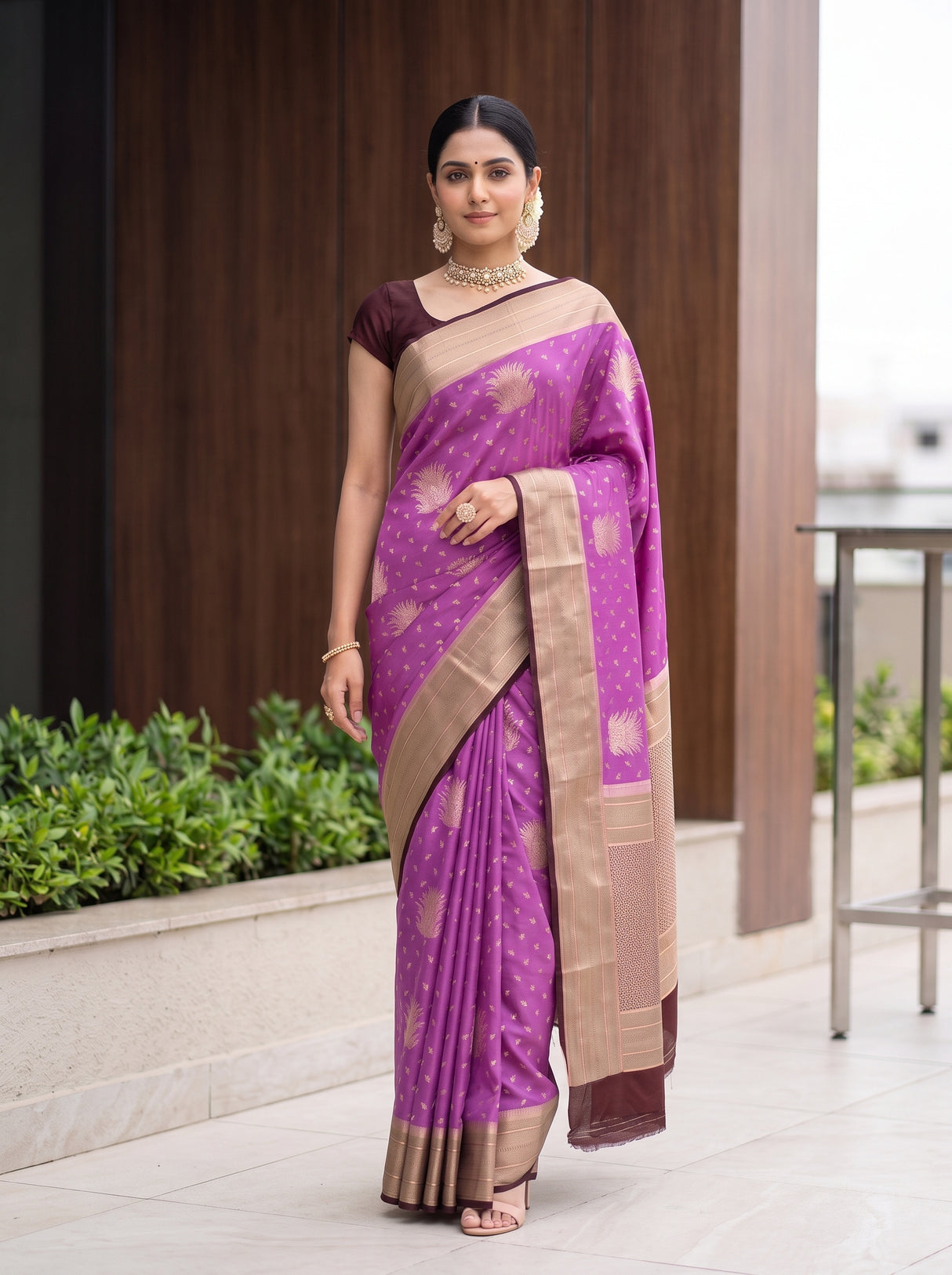 MIMOSA Lavender Saree Saree — pose 6 styling detail