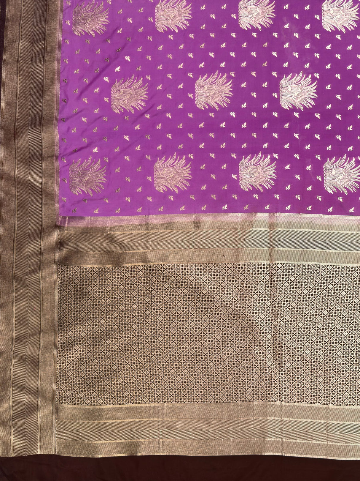 MIMOSA Lavender Saree Saree — pallu and zari work detail