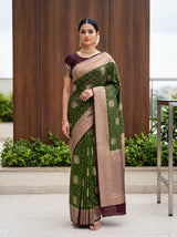 MIMOSA Olive Saree Saree — front view on mannequin