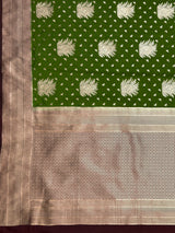 MIMOSA Olive Saree Saree — pallu and zari work detail