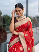 MIMOSA Red Saree Saree — pose 10 styling detail