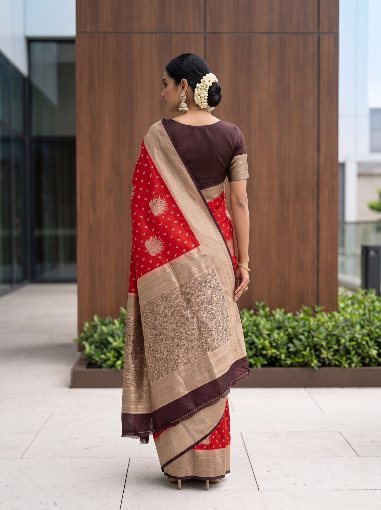 MIMOSA Red Saree Saree — pose 2 styling detail