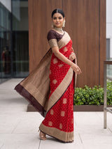 MIMOSA Red Saree Saree — pose 9 styling detail