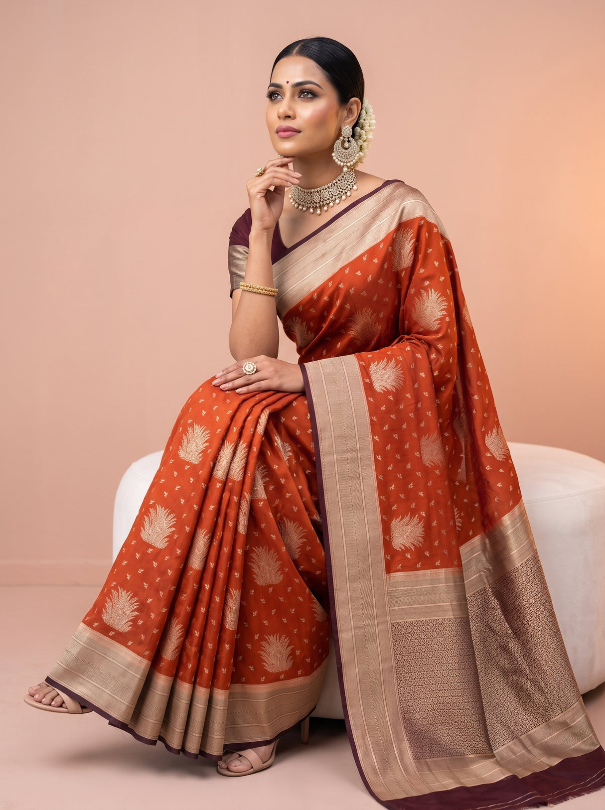 MIMOSA Rust Saree Saree — pose 8 styling detail
