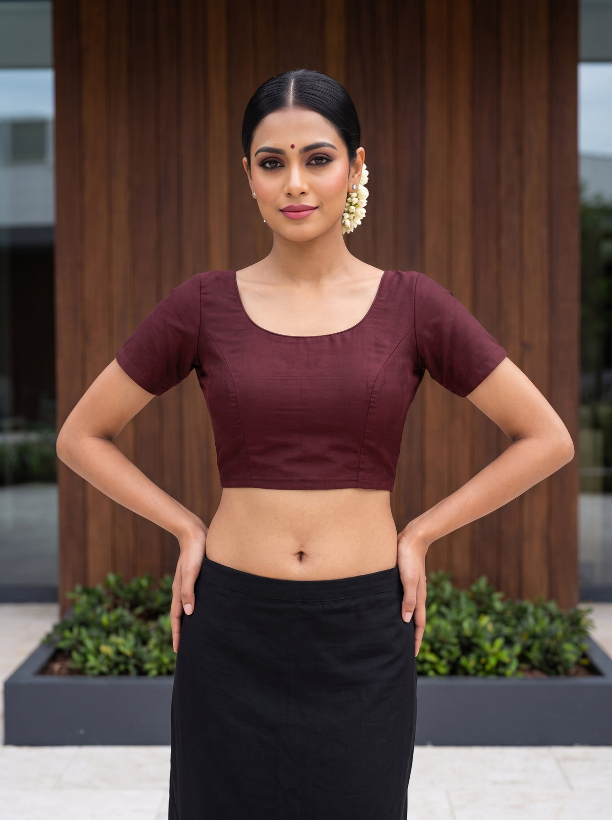 MIMOSA Rust Saree Saree — blouse close-up