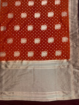 MIMOSA Rust Saree Saree — pallu and zari work detail