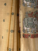 MIMOSA Chiku Banarasi Linen Saree — fleets shot full lifestyle